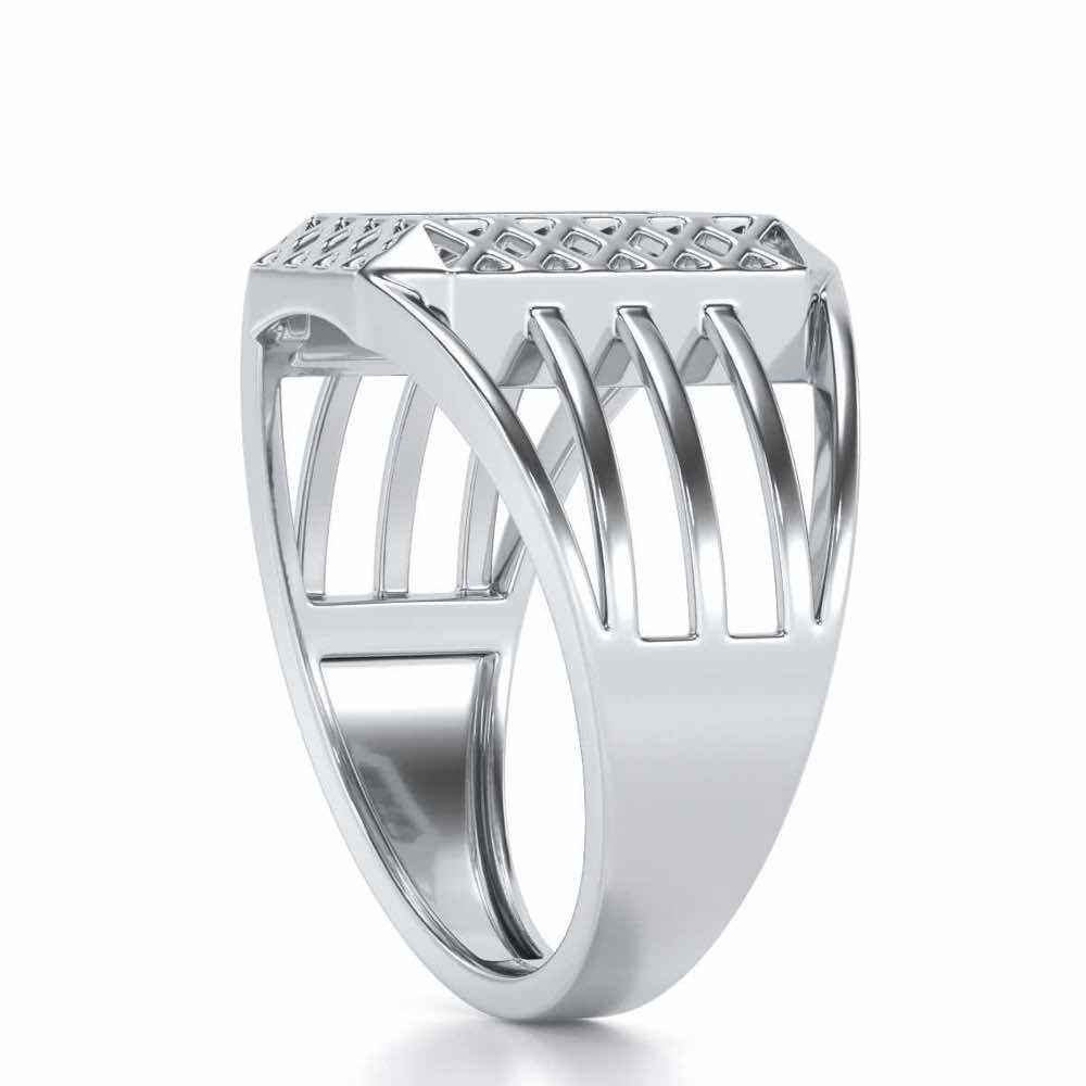 Taksh Silver Ring For Men - White Gold - Image 3