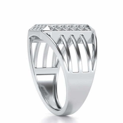Taksh Silver Ring For Men - White Gold - Image 3
