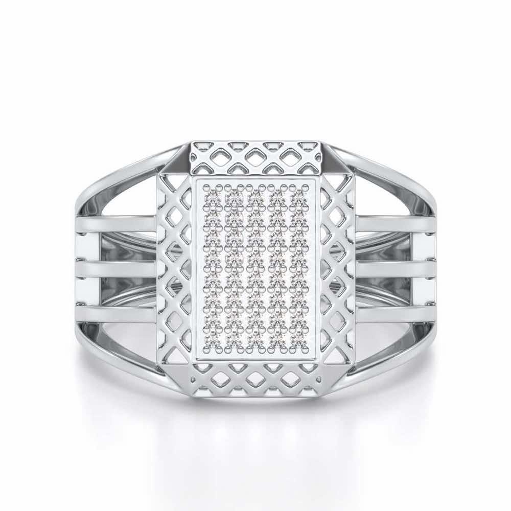 Taksh Silver Ring For Men - White Gold - Image 4