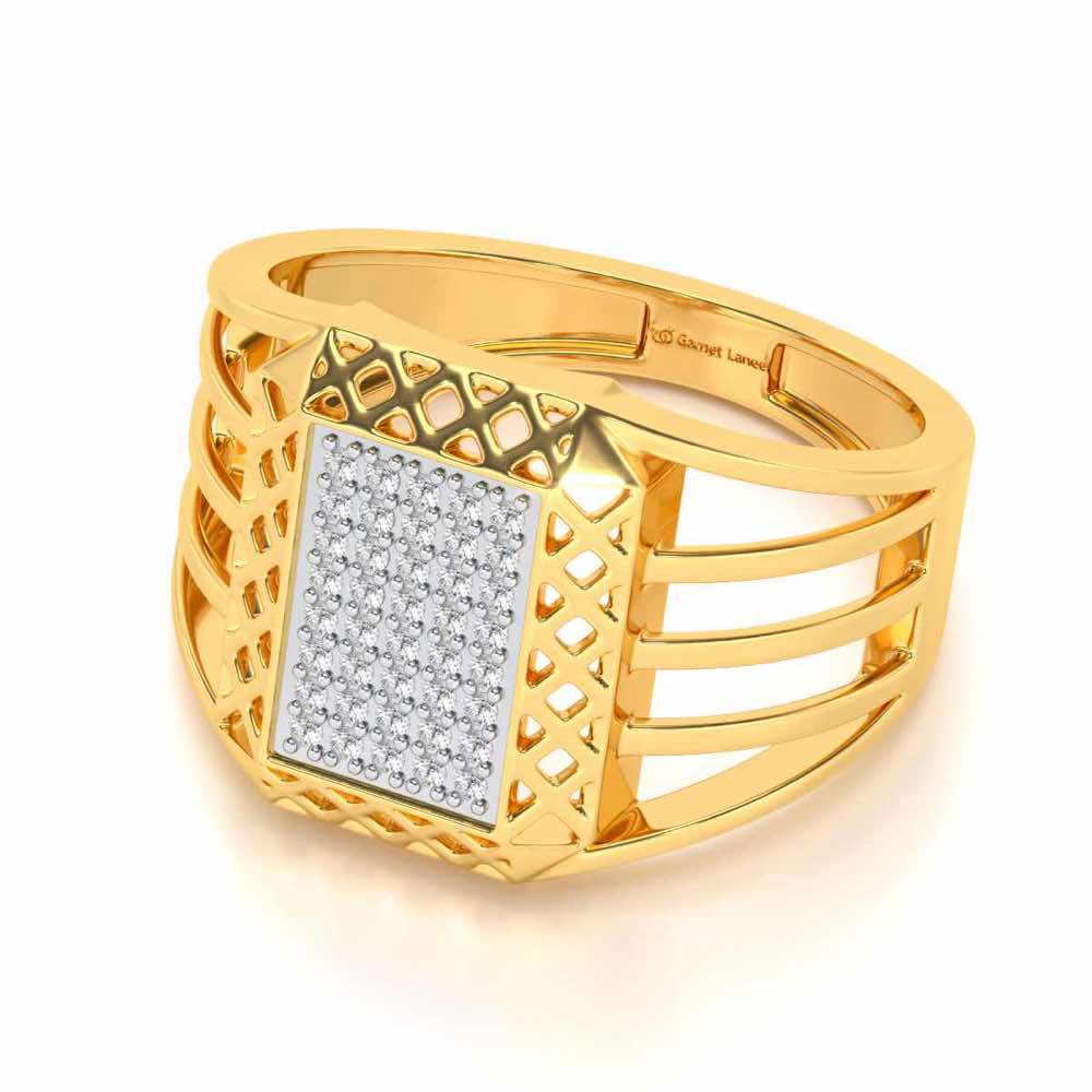 Taksh Silver Ring For Men - Yellow Gold - Image 2