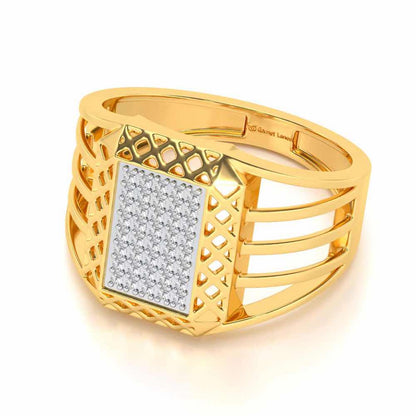 Taksh Silver Ring For Men - Yellow Gold - Image 2
