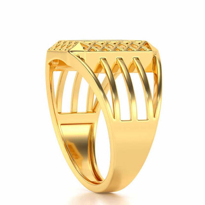 Taksh Silver Ring For Men - Yellow Gold - Image 3