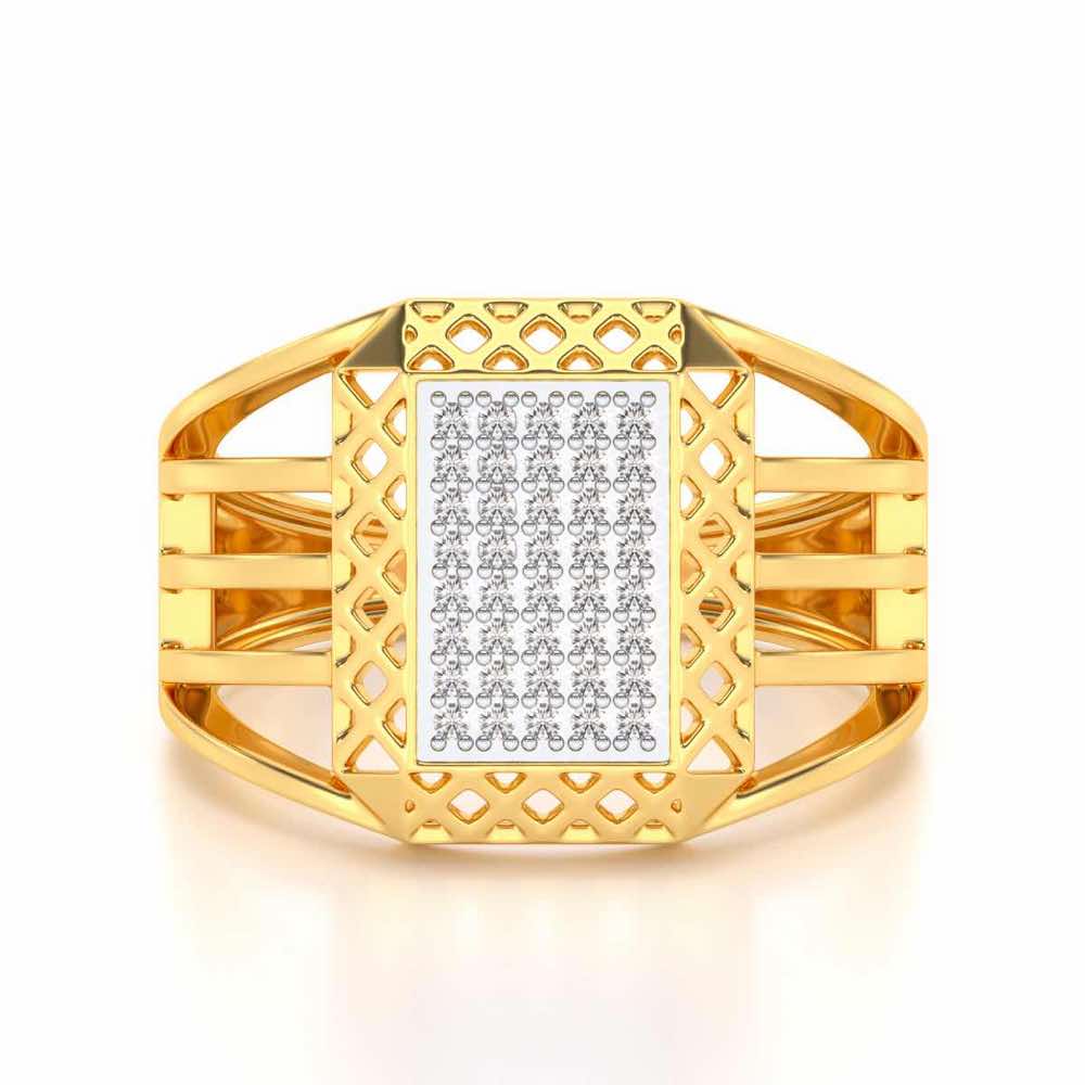 Taksh Silver Ring For Men - Yellow Gold - Image 4