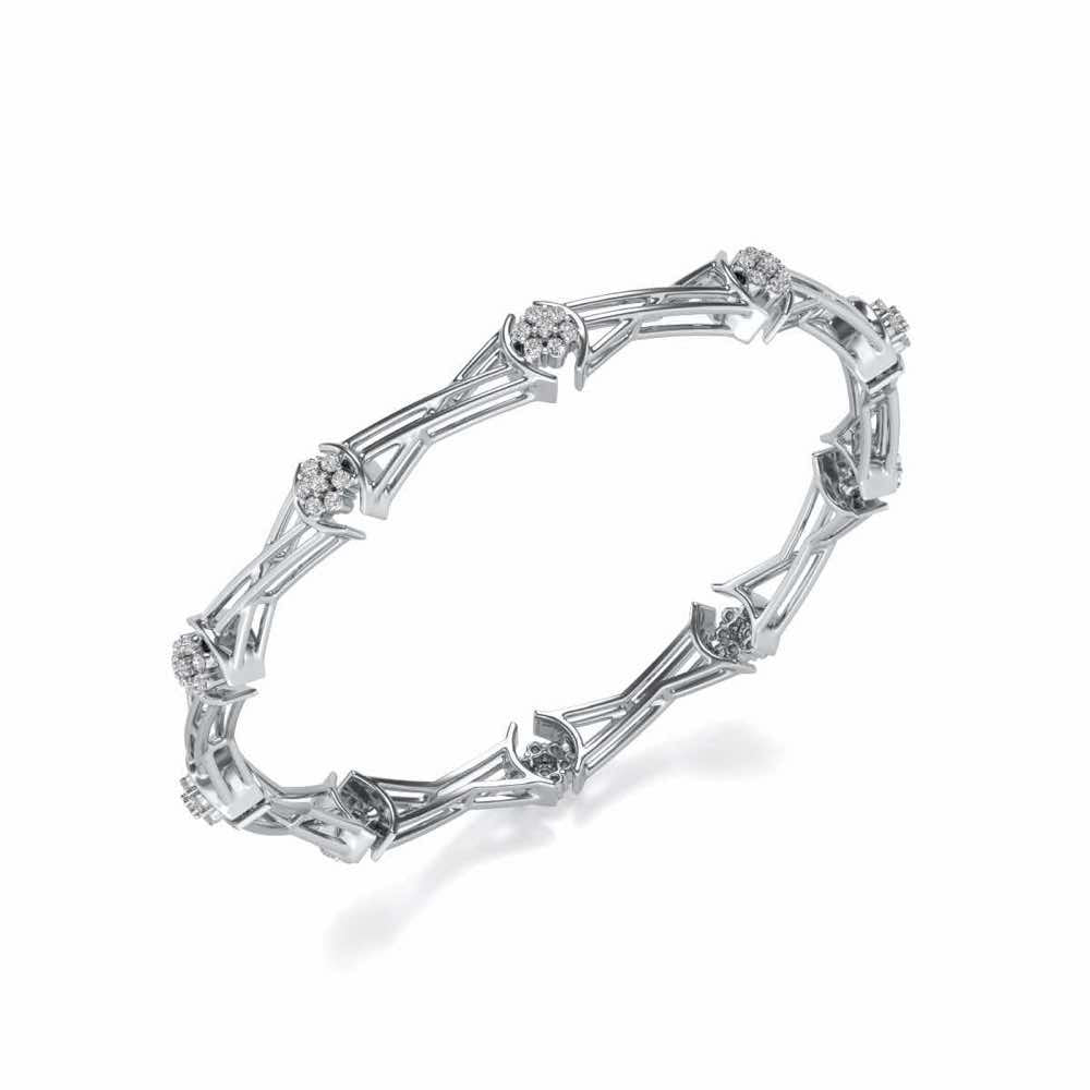 Tango Silver Bangles - White Gold - Image 1