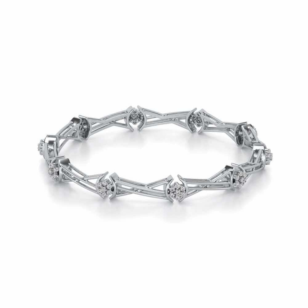 Tango Silver Bangles - White Gold - Image 2