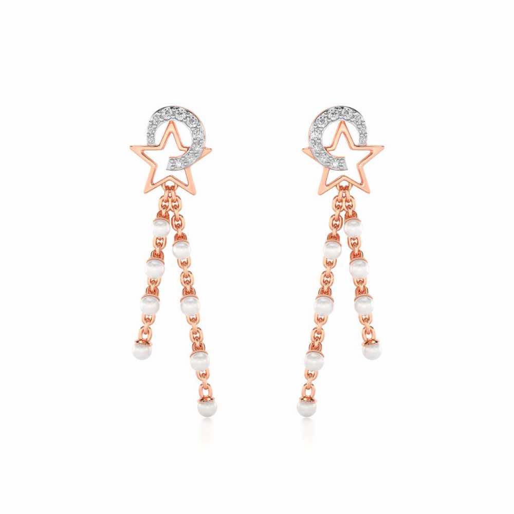 Tara Silver Dangler Earrings - Rose Gold - Image 1