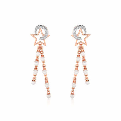 Tara Silver Dangler Earrings - Rose Gold - Image 1