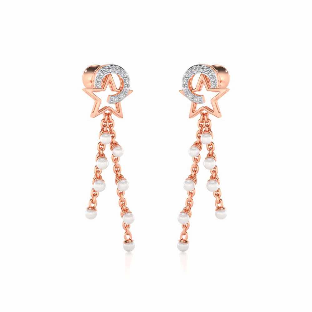 Tara Silver Dangler Earrings - Rose Gold - Image 2