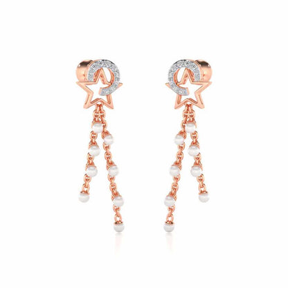 Tara Silver Dangler Earrings - Rose Gold - Image 2