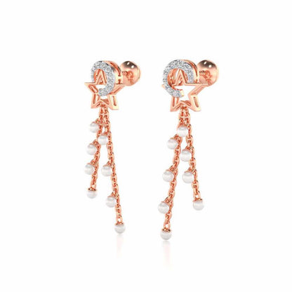 Tara Silver Dangler Earrings - Rose Gold - Image 3