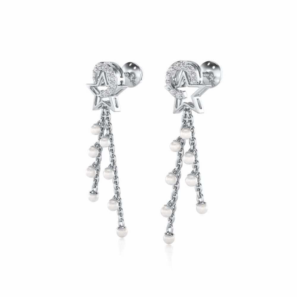 Tara Silver Dangler Earrings - White Gold - Image 3