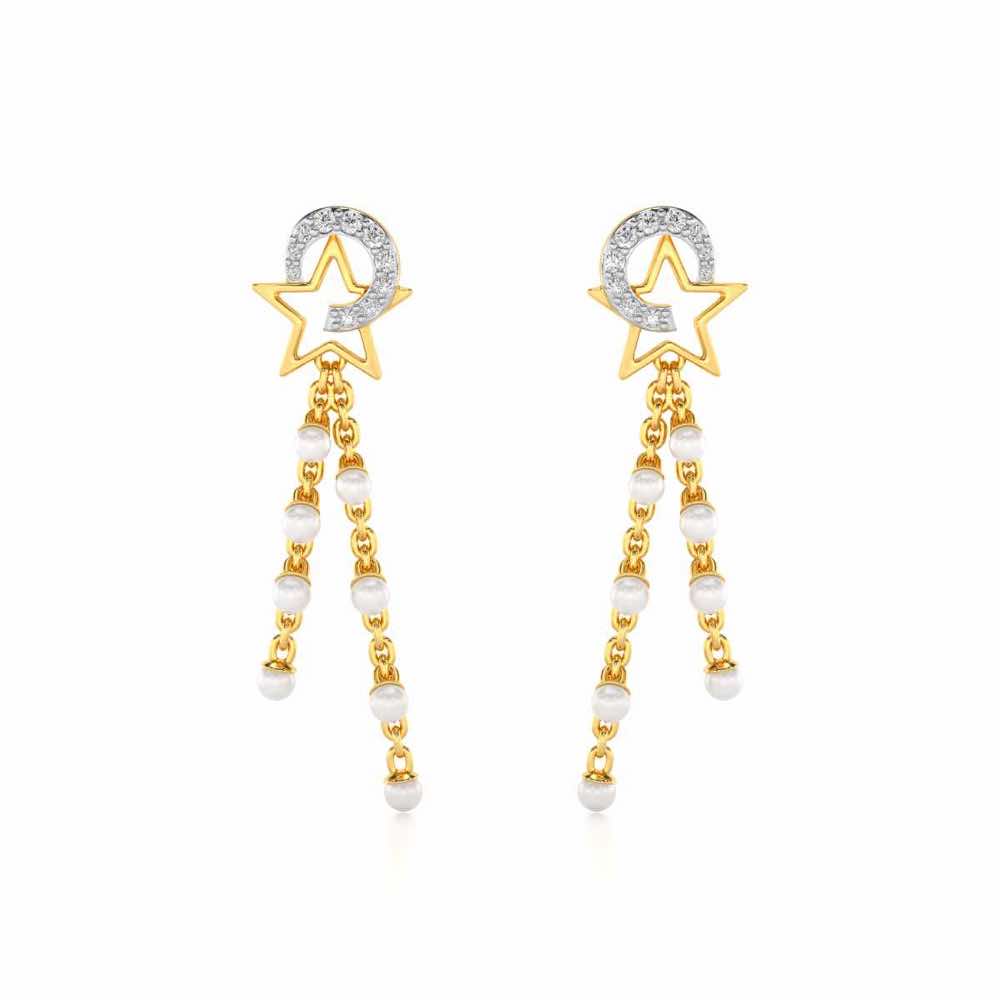 Tara Silver Dangler Earrings - Yellow Gold - Image 1
