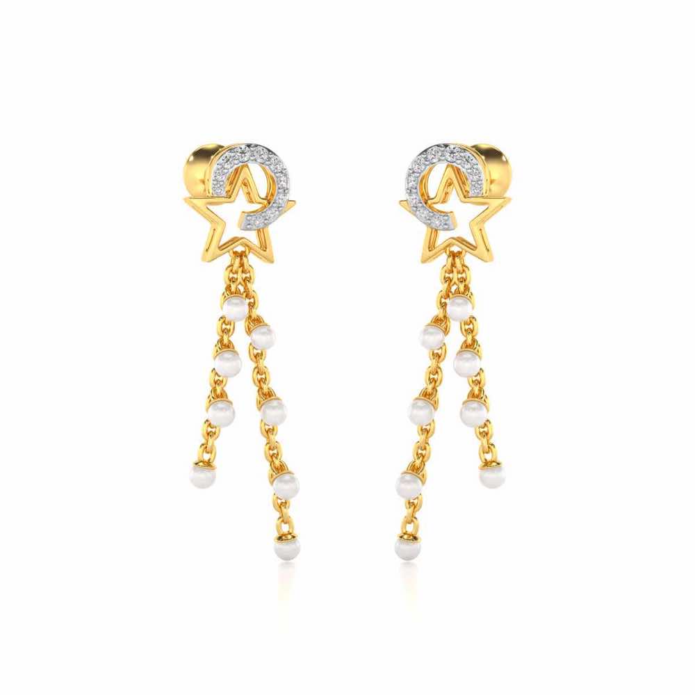 Tara Silver Dangler Earrings - Yellow Gold - Image 2