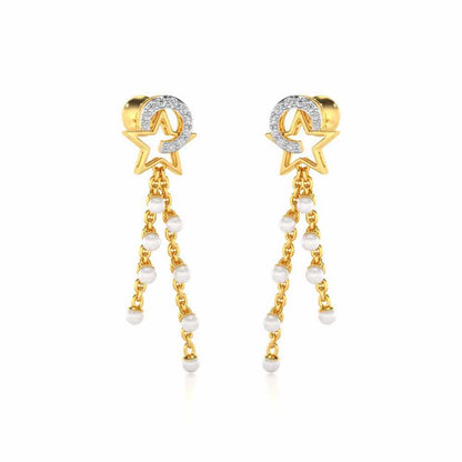 Tara Silver Dangler Earrings - Yellow Gold - Image 2
