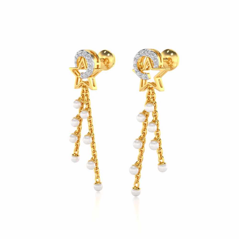 Tara Silver Dangler Earrings - Yellow Gold - Image 3
