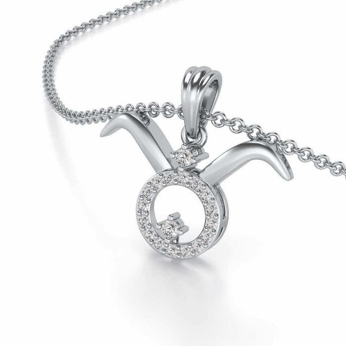 Taurus Silver Pendant - White Gold - Image 1