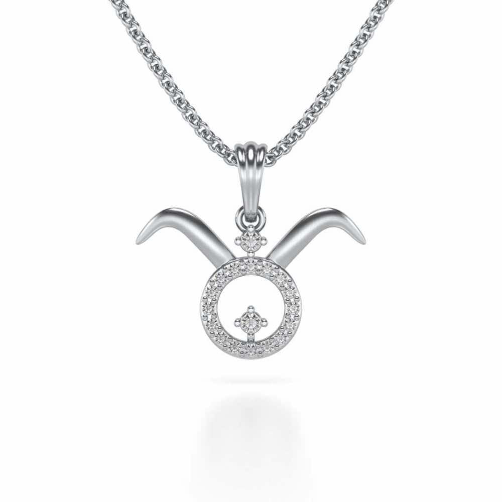 Taurus Silver Pendant - White Gold - Image 2