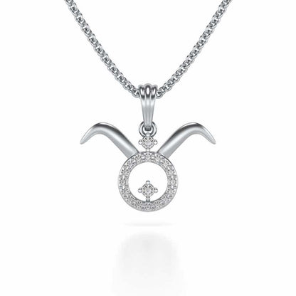 Taurus Silver Pendant - White Gold - Image 2