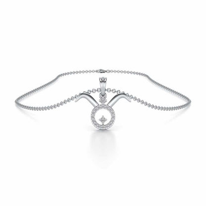 Taurus Silver Pendant - White Gold - Image 3