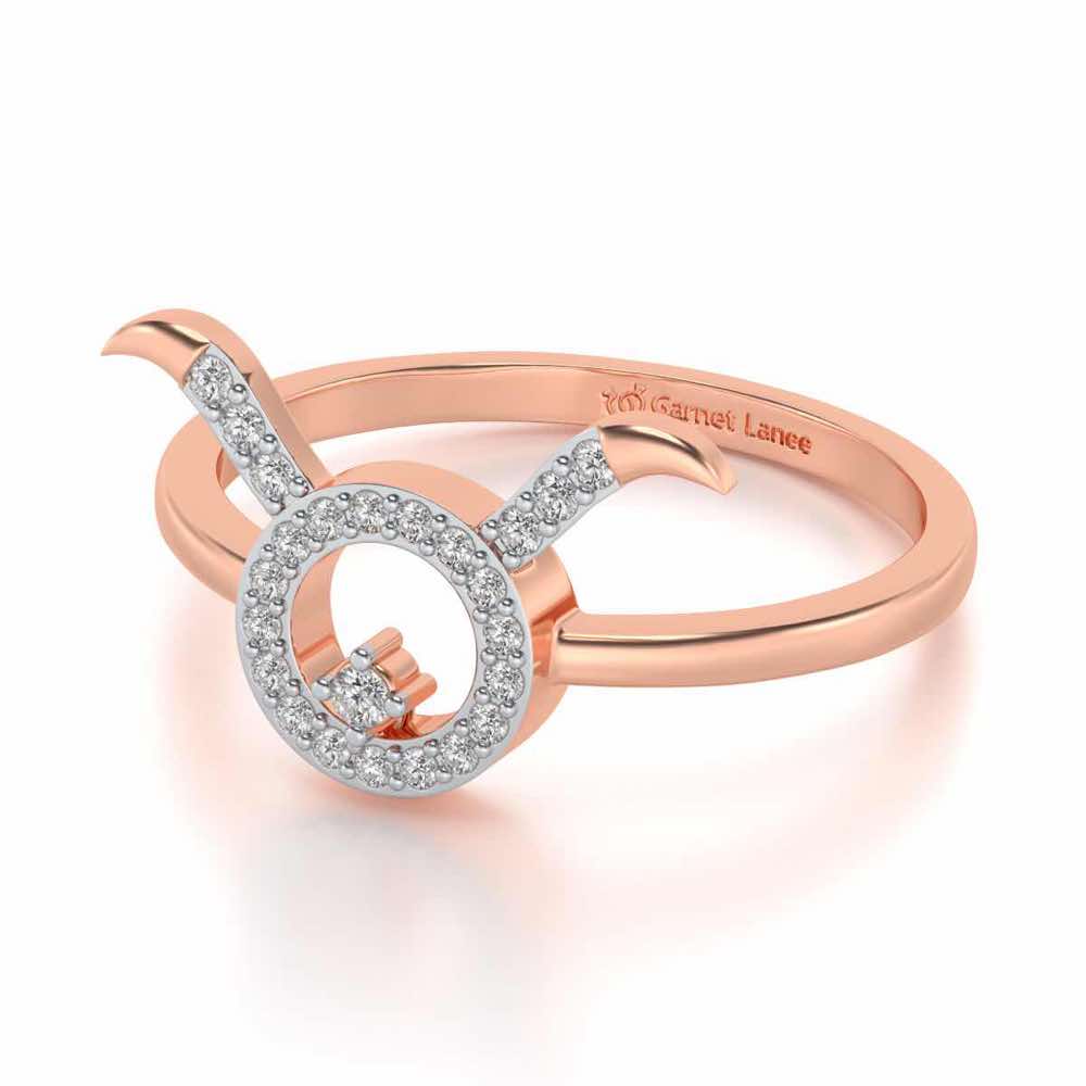Taurus Silver Ring - Rose Gold - Image 3