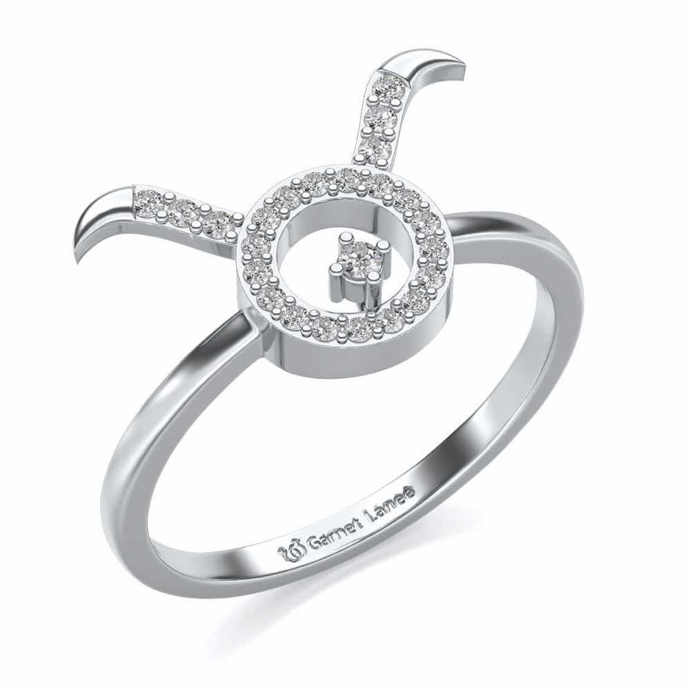 Taurus Silver Ring - White Gold - Image 1