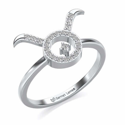 Taurus Silver Ring - White Gold - Image 1