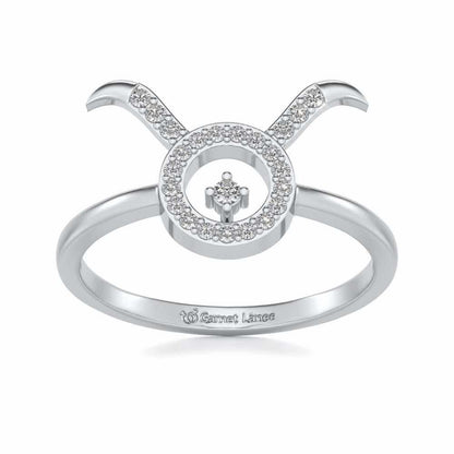 Taurus Silver Ring - White Gold - Image 2