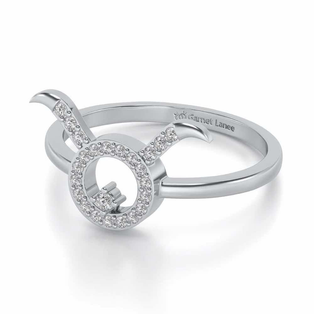 Taurus Silver Ring - White Gold - Image 3