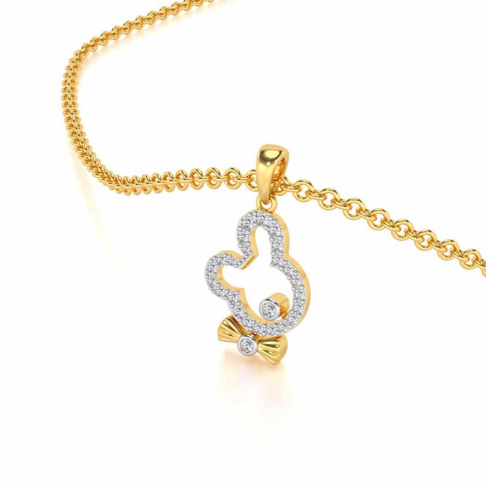 Teddy Buddy Silver Pendant - Yellow Gold - Image 1