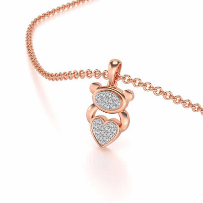 Teddy Heart Silver Pendant - Rose Gold - Image 2