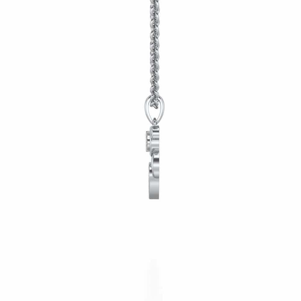 Teddy Heart Silver Pendant - White Gold - Image 3