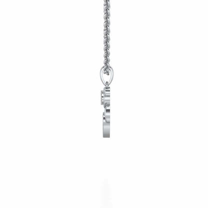 Teddy Heart Silver Pendant - White Gold - Image 3