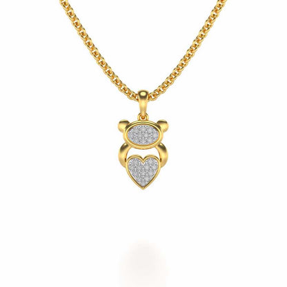 Teddy Heart Silver Pendant - Yellow Gold - Image 1