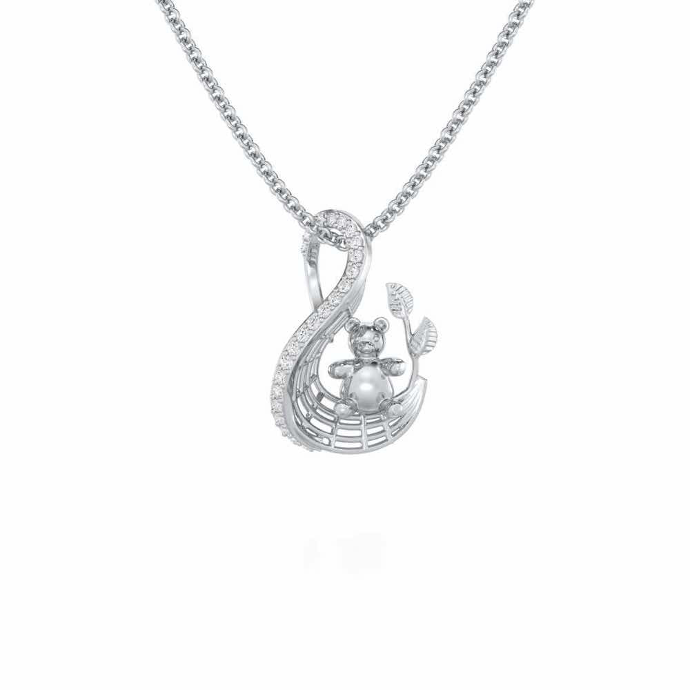 Teddy Sweet Silver Pendant - White Gold - Image 1