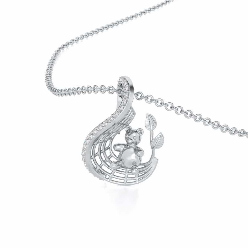 Teddy Sweet Silver Pendant - White Gold - Image 2