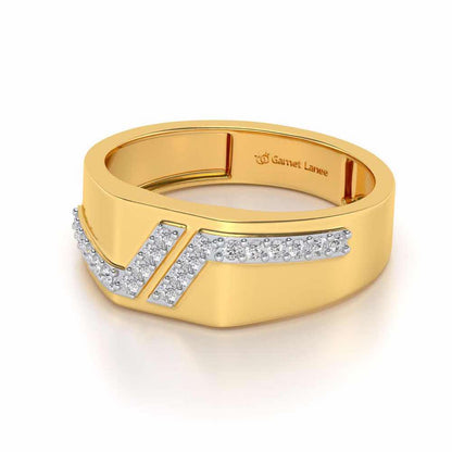Tetris Silver Ring For Men - Yellow Gold - Image 2