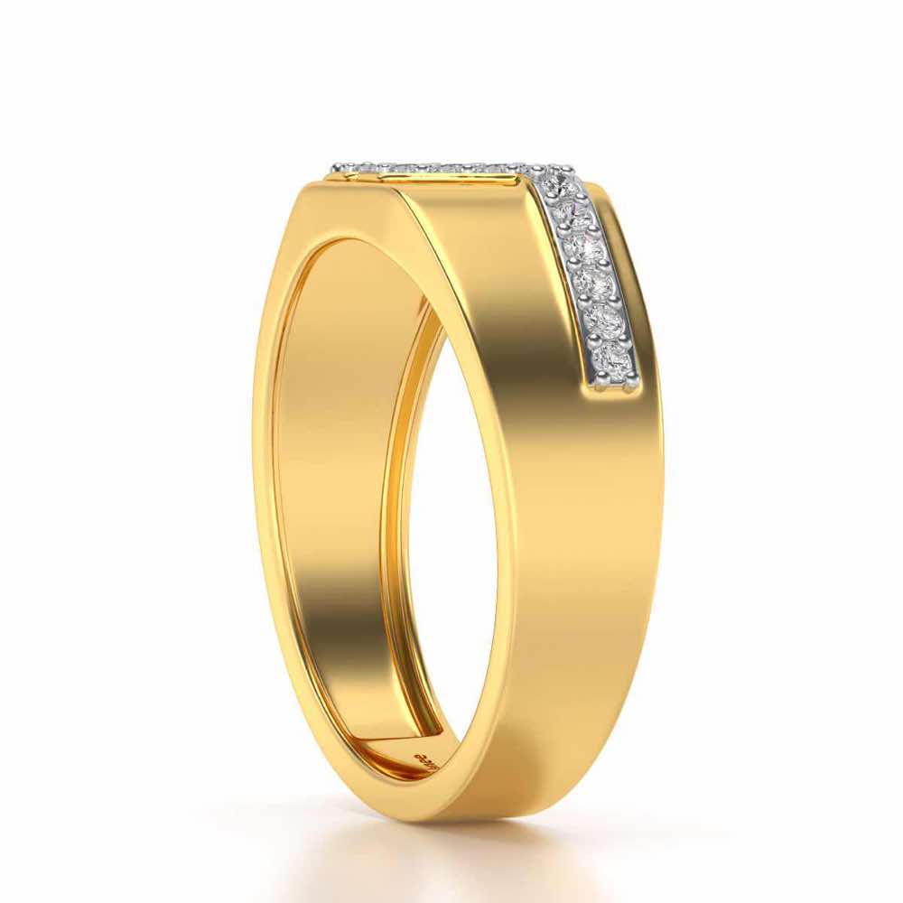 Tetris Silver Ring For Men - Yellow Gold - Image 3