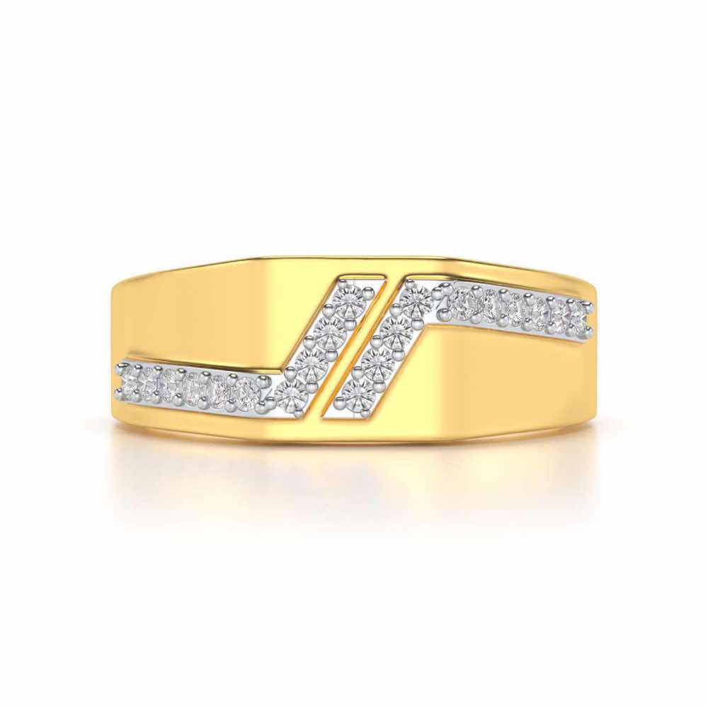 Tetris Silver Ring For Men - Yellow Gold - Image 4