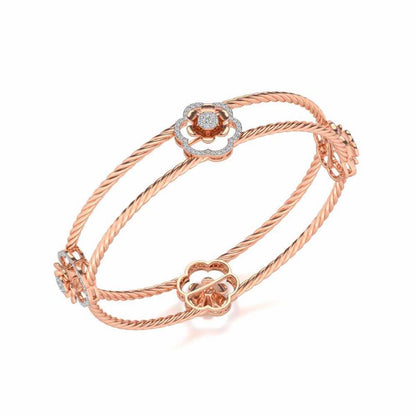 The Bloomy Silver Bangles - Rose Gold - Image 1