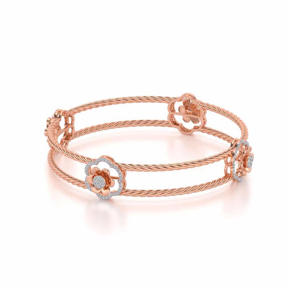 The Bloomy Silver Bangles - Rose Gold - Image 2