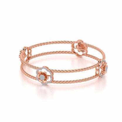 The Bloomy Silver Bangles - Rose Gold - Image 2
