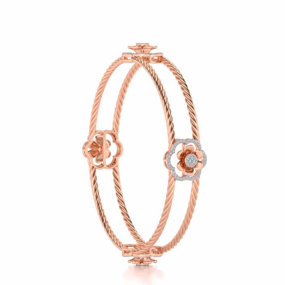The Bloomy Silver Bangles - Rose Gold - Image 3