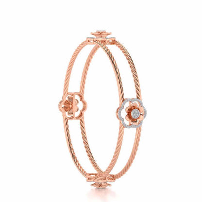 The Bloomy Silver Bangles - Rose Gold - Image 3
