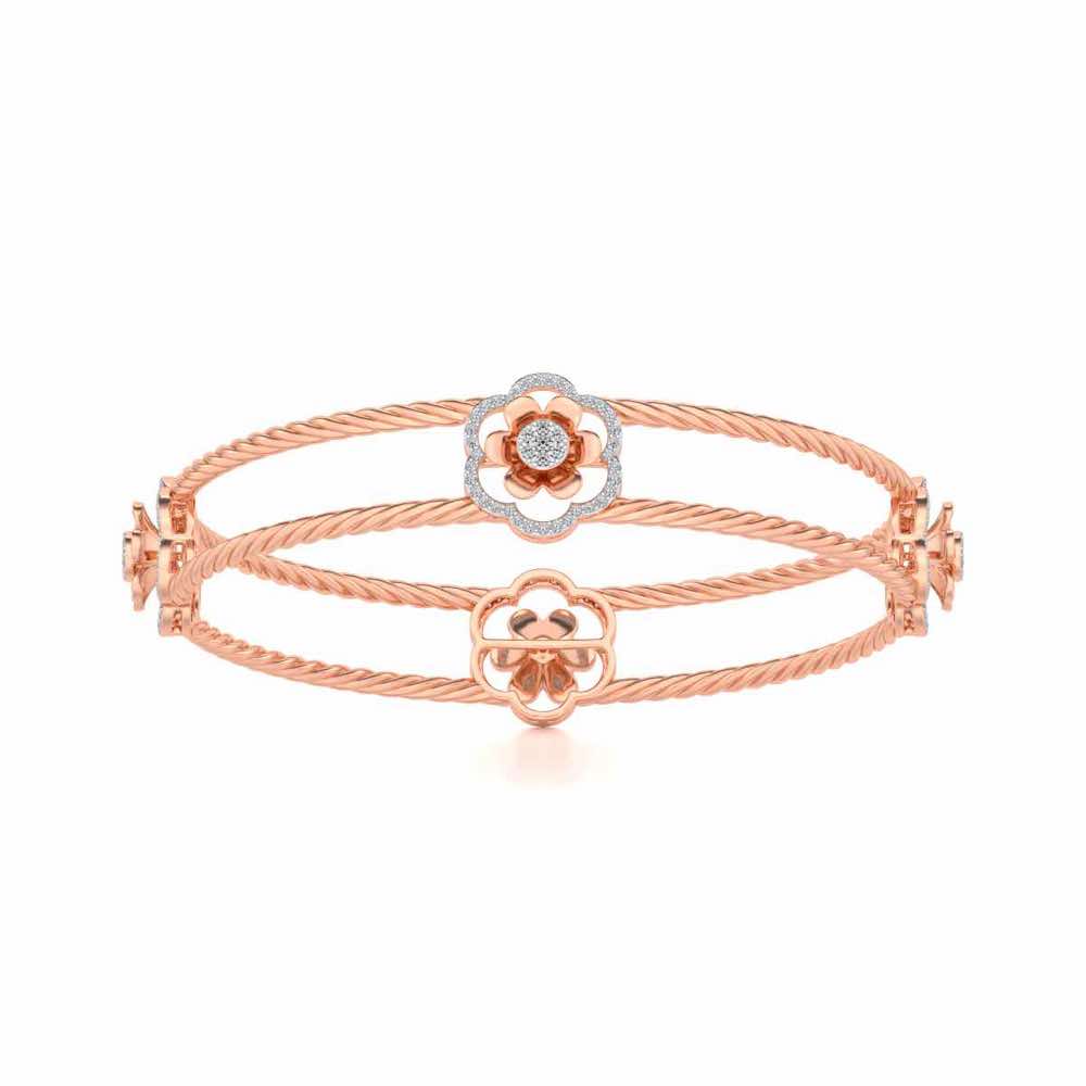 The Bloomy Silver Bangles - Rose Gold - Image 4