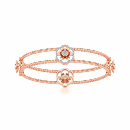The Bloomy Silver Bangles - Rose Gold - Image 4