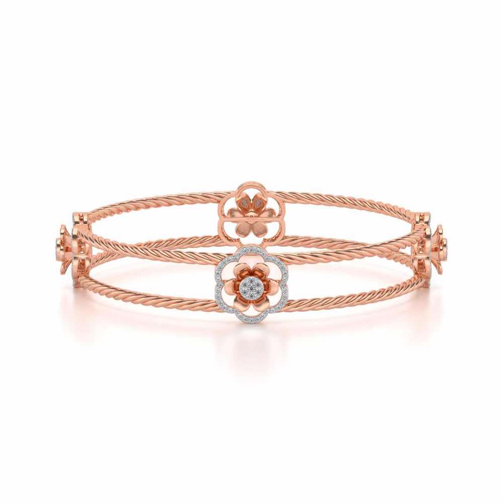 The Bloomy Silver Bangles - Rose Gold - Image 5