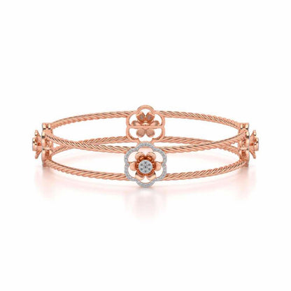 The Bloomy Silver Bangles - Rose Gold - Image 5