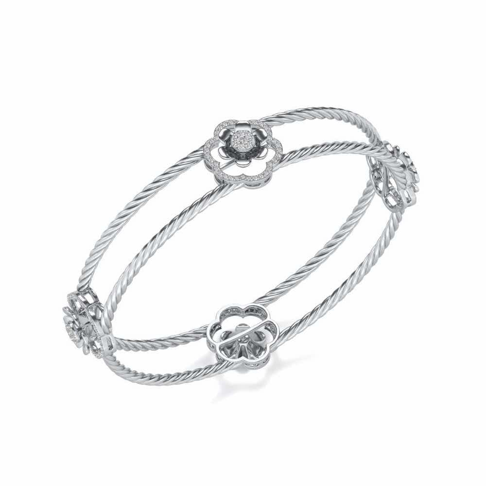 The Bloomy Silver Bangles - White Gold - Image 1