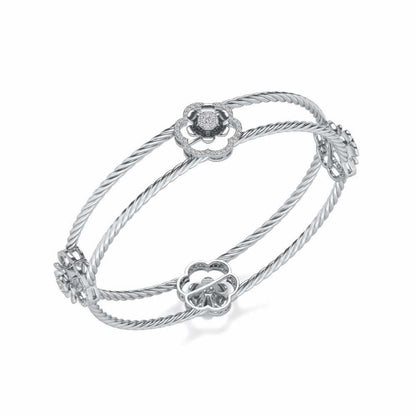 The Bloomy Silver Bangles - White Gold - Image 1