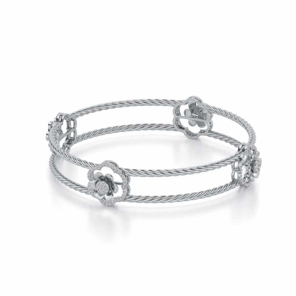 The Bloomy Silver Bangles - White Gold - Image 2